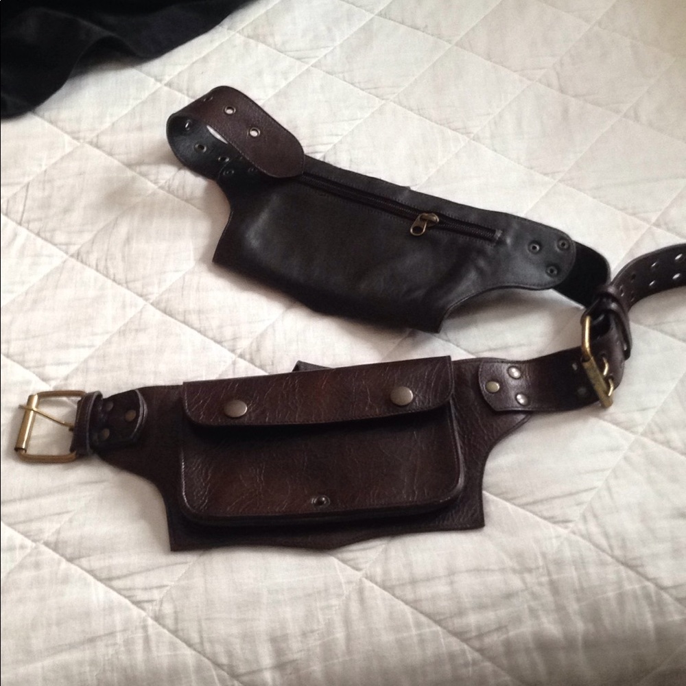 Awesome leather hip bag, fanny pack, double pocket